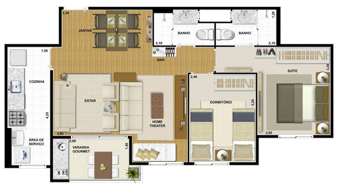 60 m² - Tipo