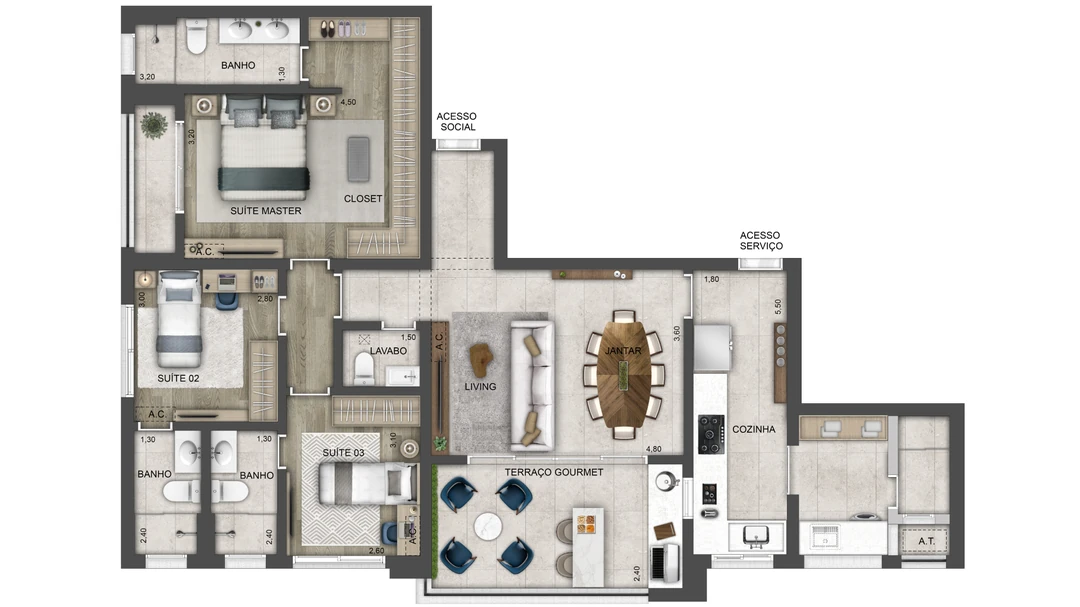 122m² - 3 Suítes