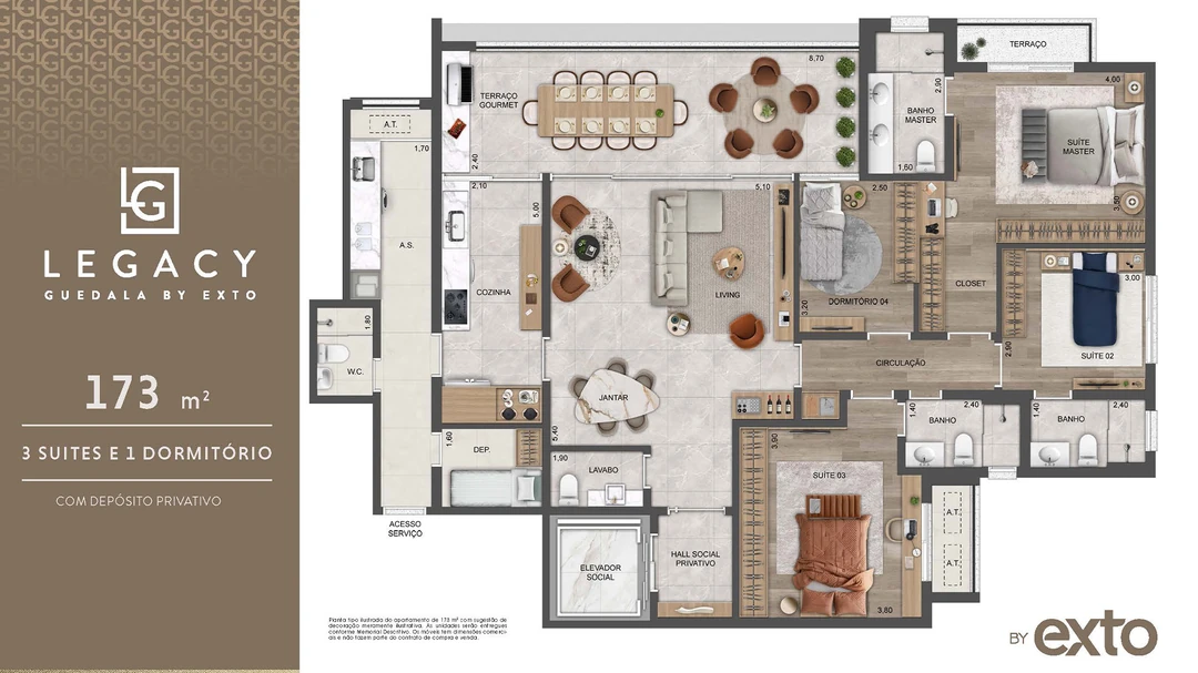 173m² - 4 Dorms. – 3 Suítes