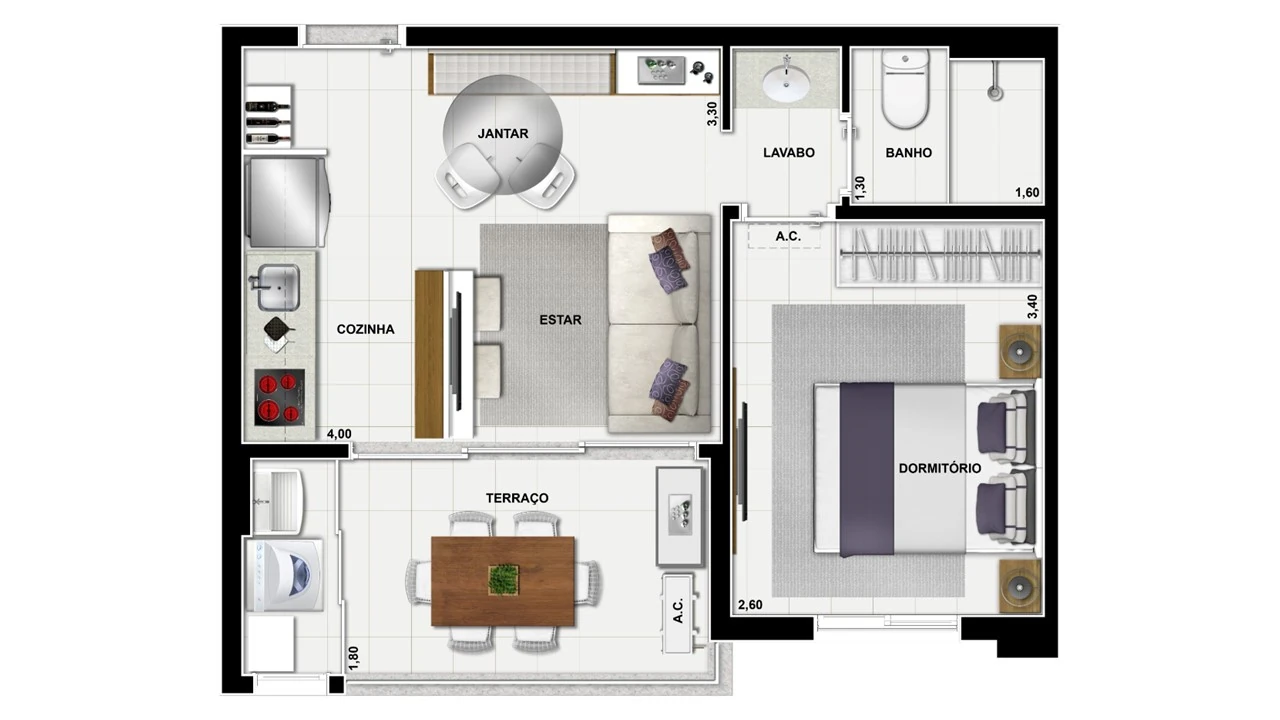 38m² - Unidade tipo