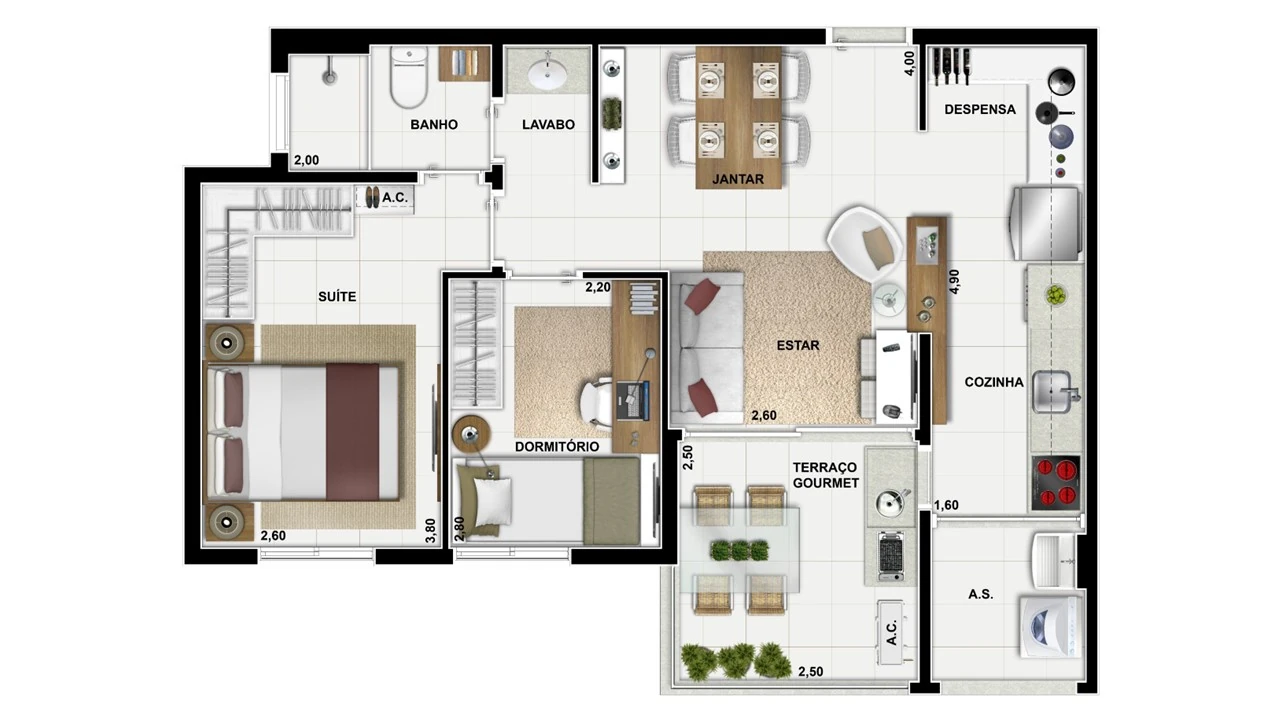 58m² - Unidade tipo