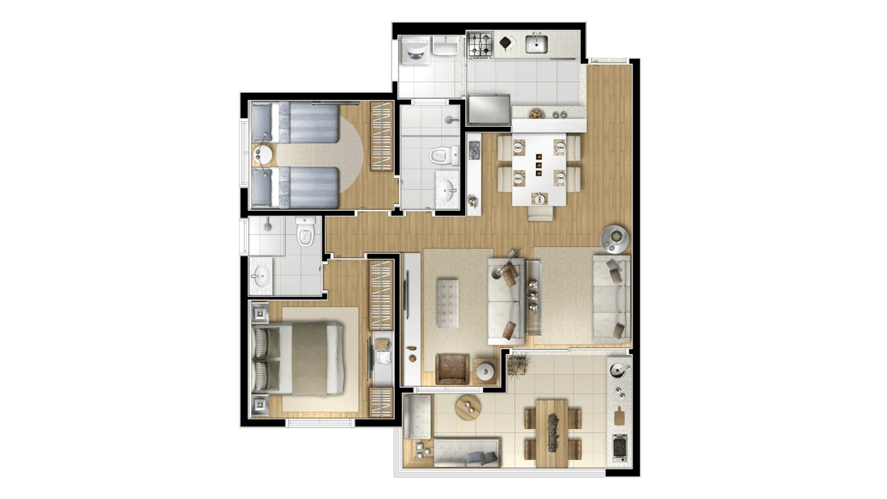77m² - Living Ampliado