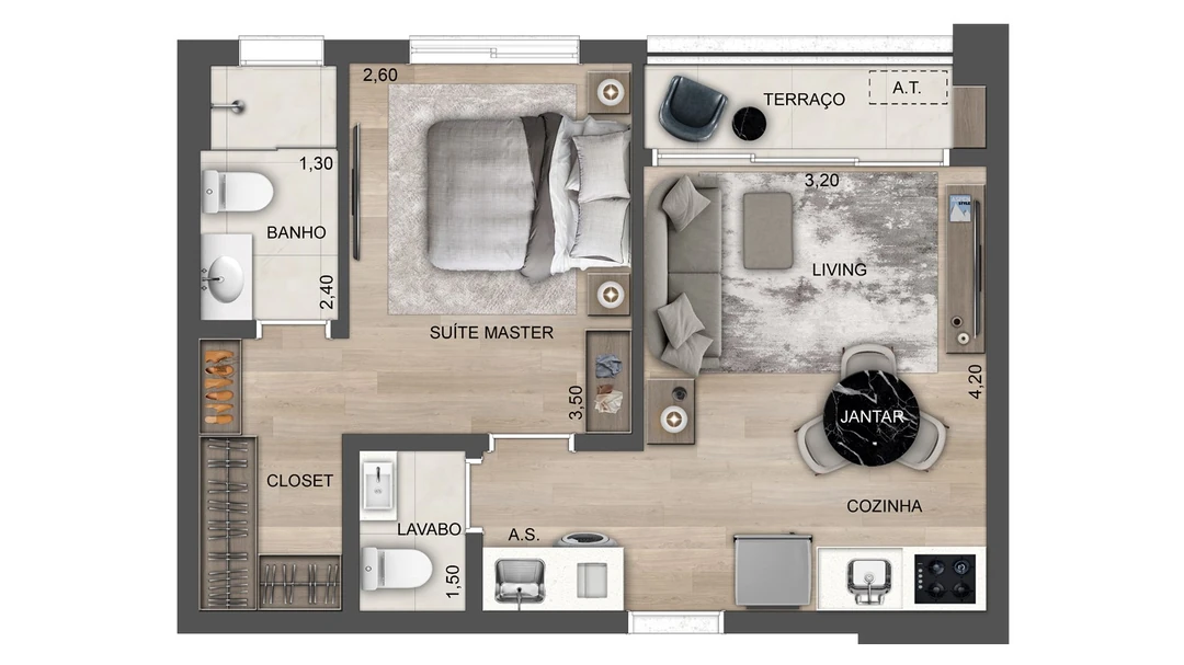 42m² - Suíte master